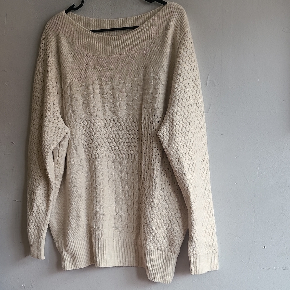 Women's 3X Lane Bryant 22/24 cream sweater boat neck SOFT plush warm textured